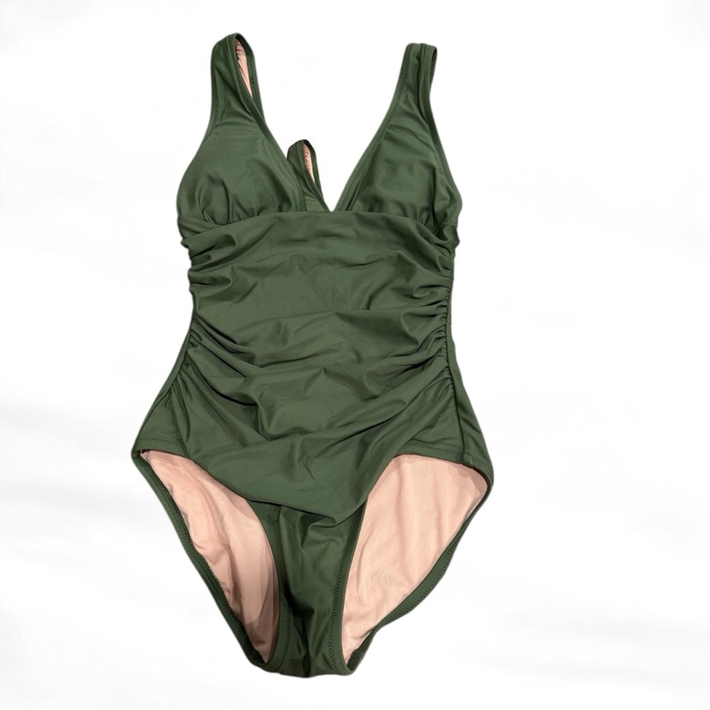 NWT J.Crew Ruched V-Neck One Piece Size 2 Swimsuit. - Picture 5 of 8